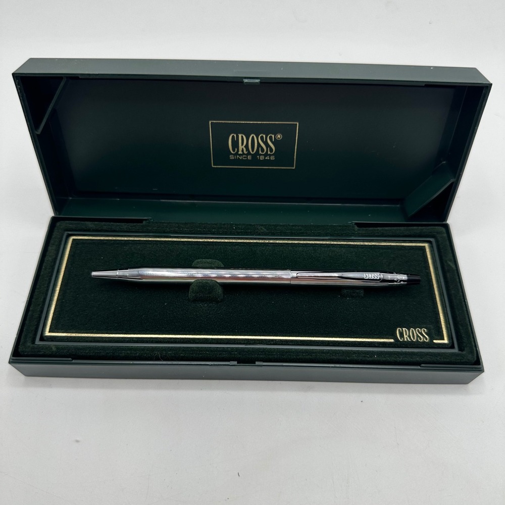 Cross Classic Century Ballpoint Pen Chrome Finish with Case and Manual Black Ink